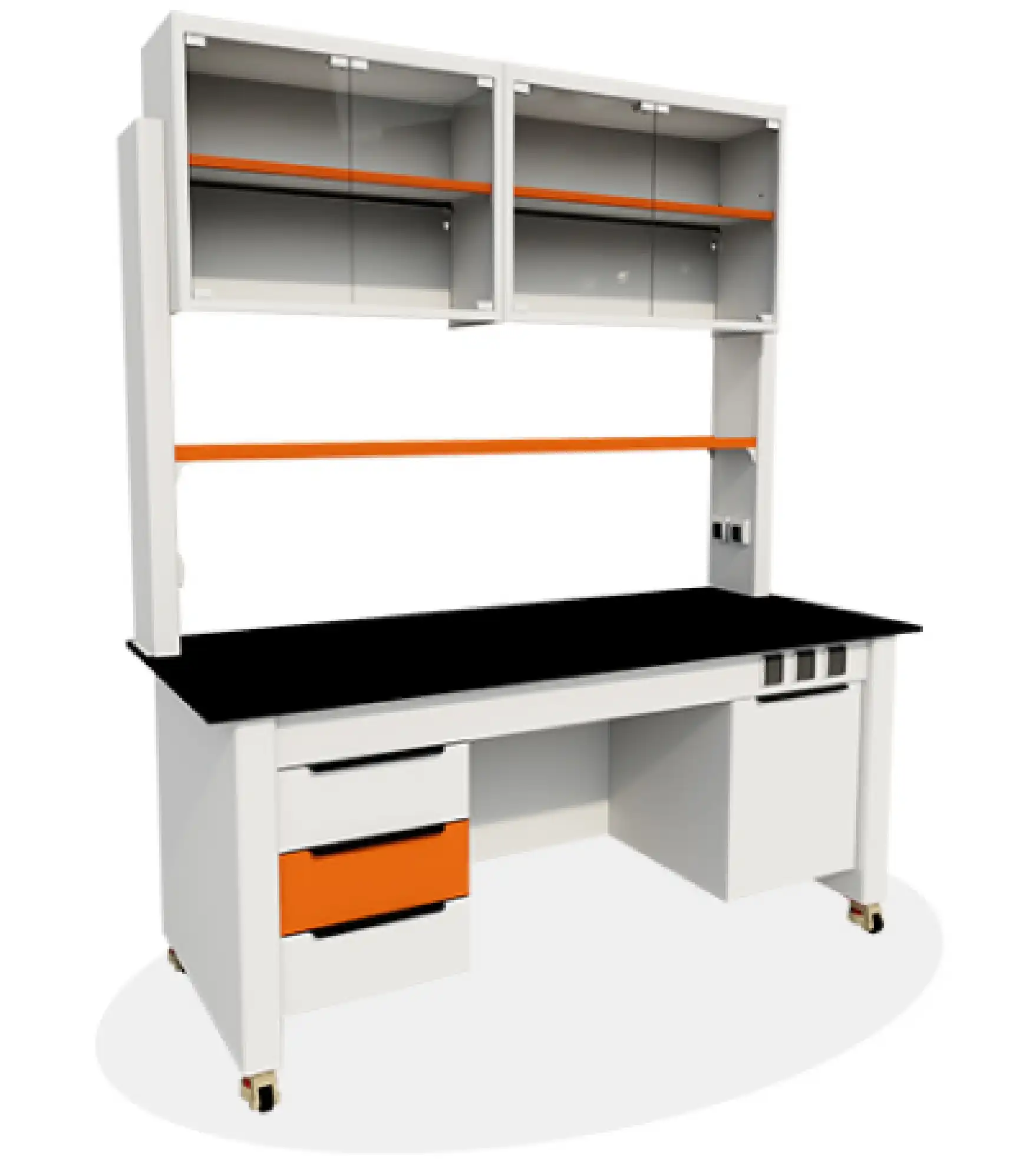 Lab Tables With Hanging Cabinets-1