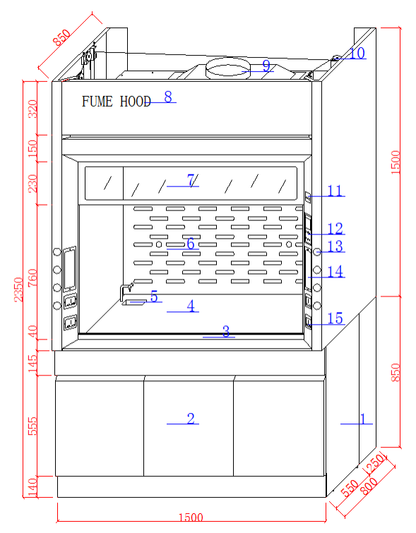 Galvanized Steel Basic Fume Hood supplier